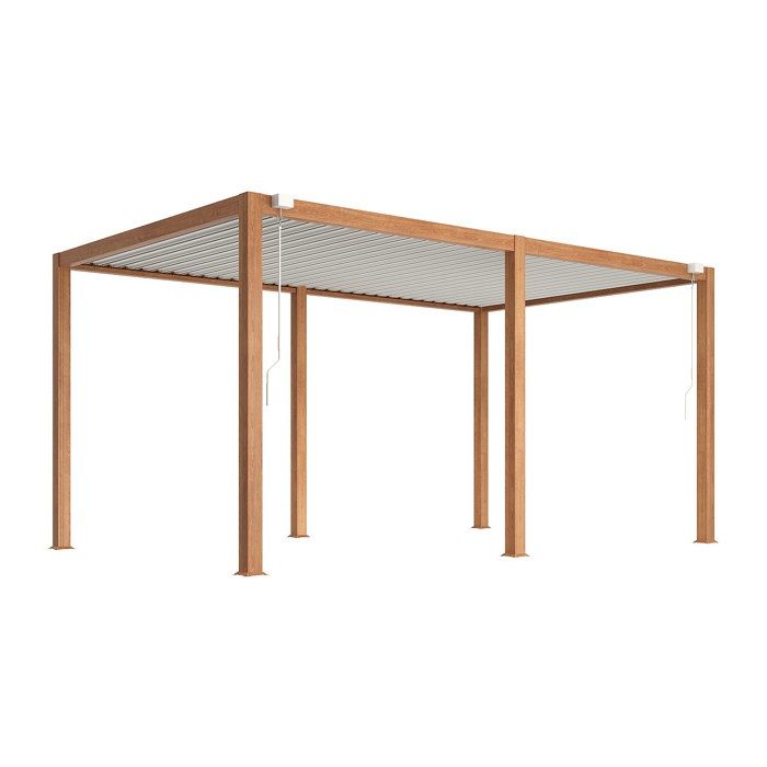 Pergola bioclimatique autoportante en aluminium avec lames orientables - 15 m² - naturel foncé - AMALFI