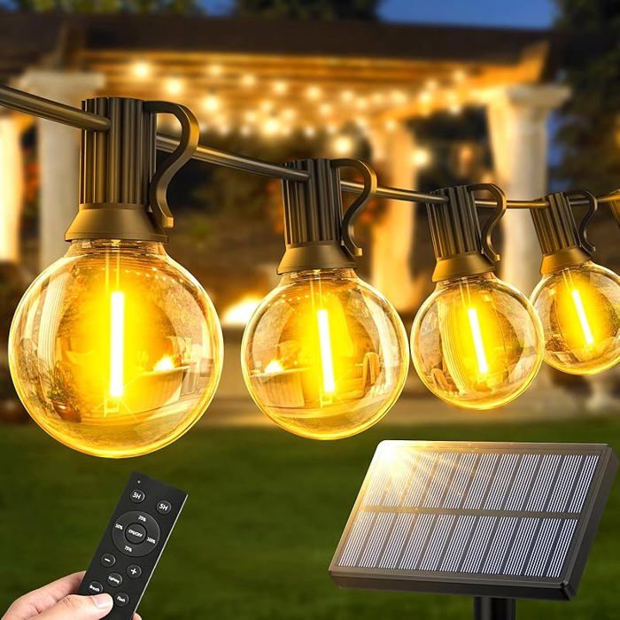 Guirlandes lumineuses solaires extérieures Warlisou G40 14m ampoules LED lumières jardin GUIRLANDE LUMINEUSE DEXTERIEU