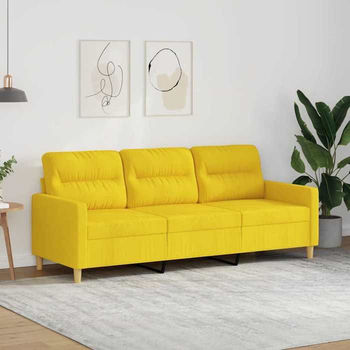 Haute Qualité Canapé à 3 places moderne - ZENCORE - 1 Sofa-set - 3 personnes - Jaune clair 180cm Tissu 198x77x80cm C62177