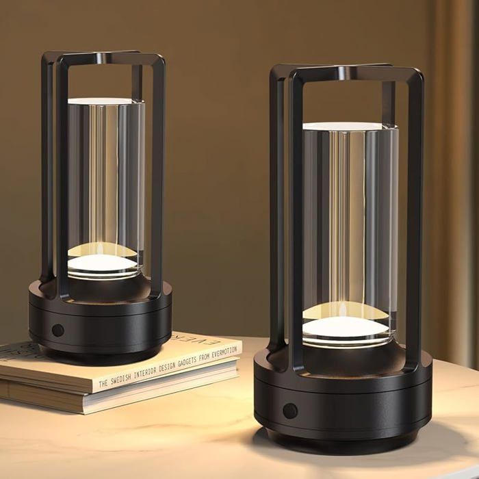 Lampe de chevet tactile sans fil LED - AUTREMENT - REFLECTEUR - Lot 2 rechargeable USB‑C - 3 temp. + variateur - Batterie 3000mAh
