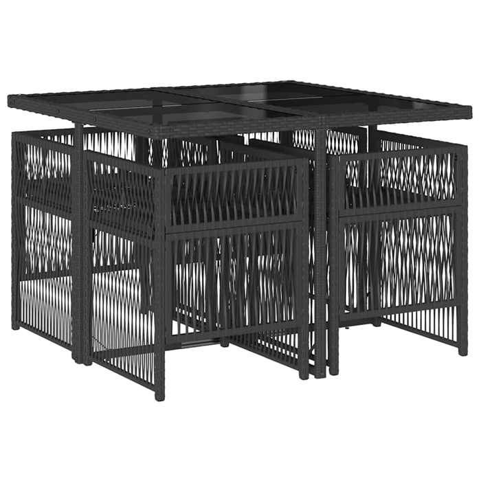 Set salon dExtérieur - Table et 4 Chaises Noir - Ensemble à manger de jardin coussins 5pcs - Noir Résine tressée 51.1 Kg 893 98170
