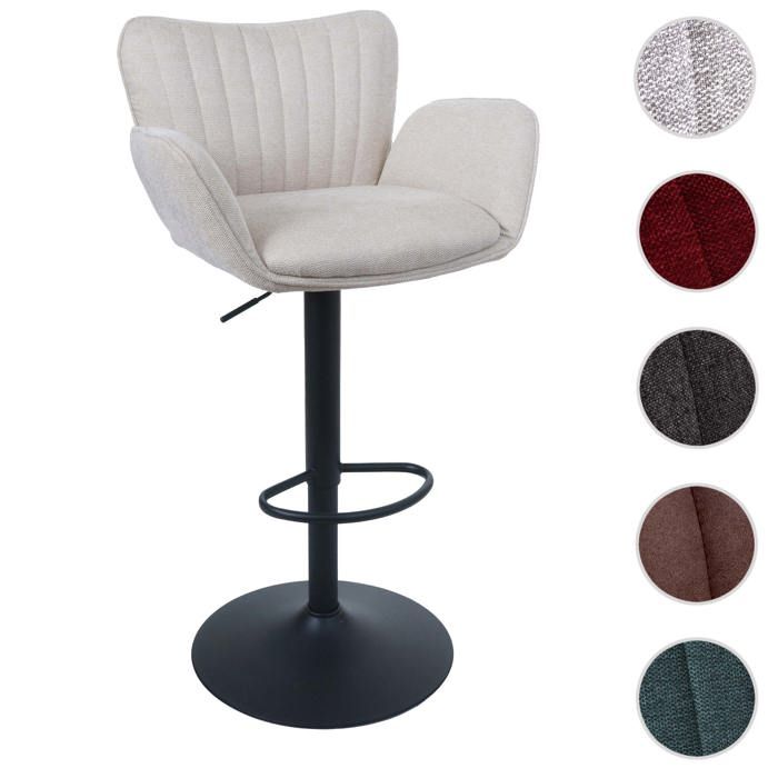 Tabouret de bar HWC-M67 couleur crème pieds noirs