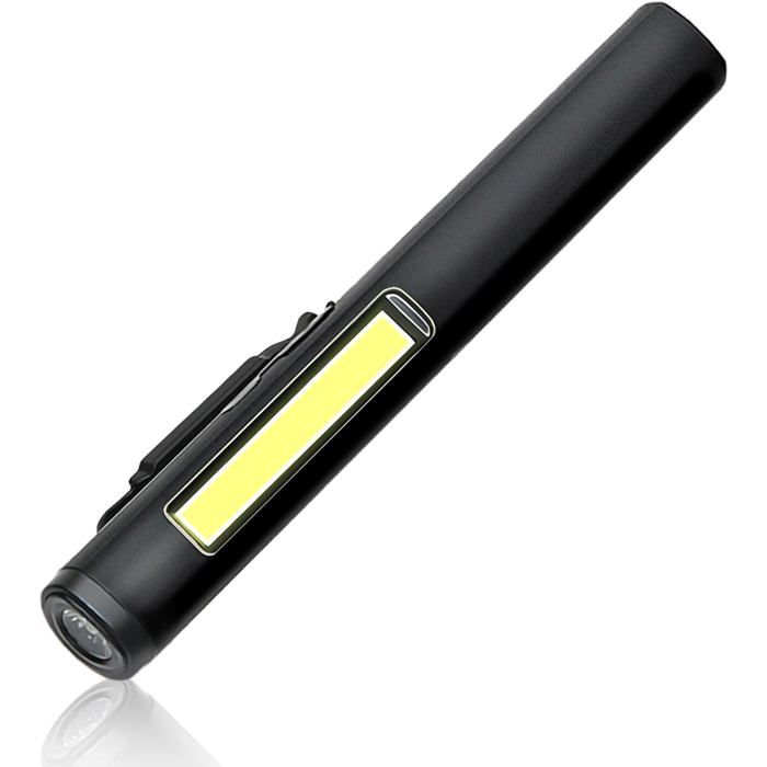 Lampe stylo LED USB rechargeable étanche aimant + clip portable noir pour camping randonnée urgence inspection