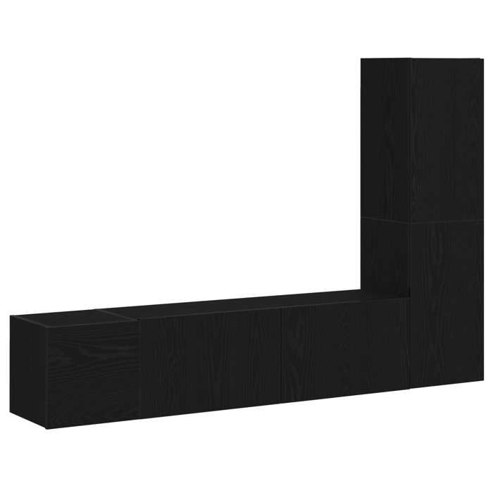 Ensemble de 4 Meuble TV - vidaXL - meuble télé - bois dingénierie - chêne noir - 1305 x 30 x 140 cm - 2 portes à charnières{jgu58f
