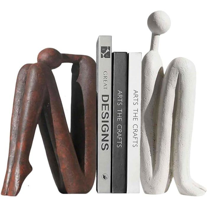 Serre Livres décoratifs en céramique 2 pièces Serre Livres Lourds pour étagèresBureau et Salon Figurines abstraites