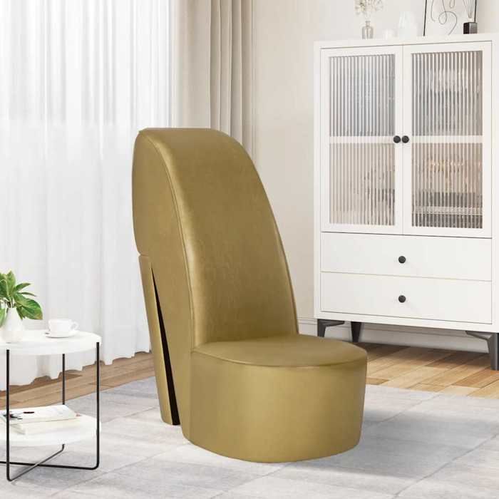 Meuble Chaise en forme de chaussure à talon haut Doré Similicuir SIEGE - ASSISE FF4675