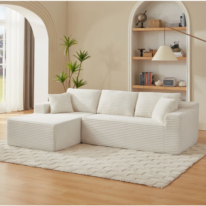 Canape dangle modulable 4 places blanc en tissu respirant avec mousse a memoire de forme et chaise longue