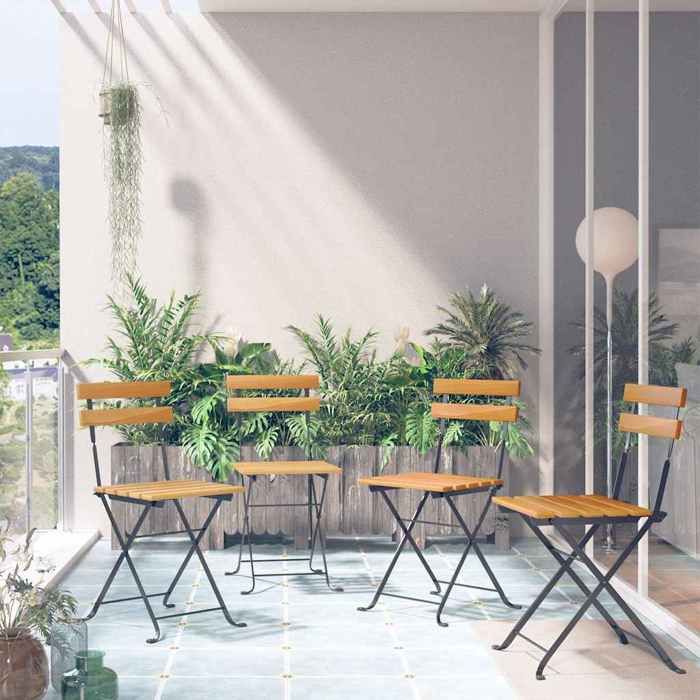 CHIC Chaises de Bistrot Pliantes Lot de 4 en Bois dacacia Massif 40x39x79 cm pour Jardin et Terrasse 547475