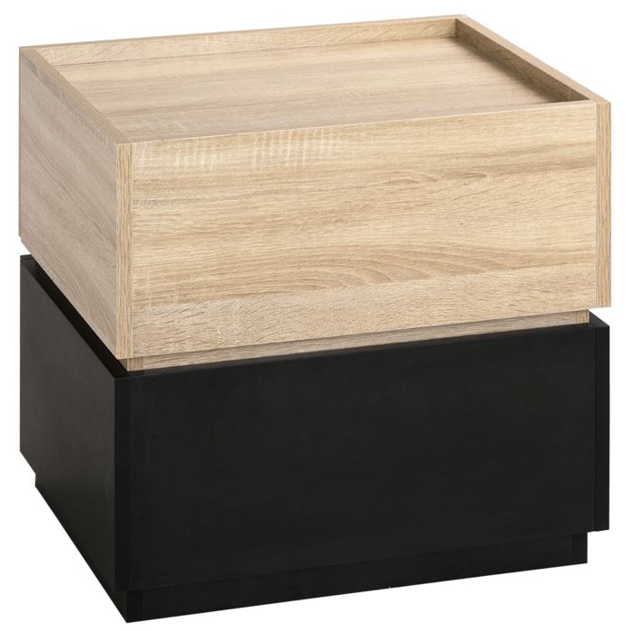 CHEVET Table de Empilable avec 2 Tiroirs Bout de Canapé Noir et Bois 50 x 40 x 475 cm 475 cm