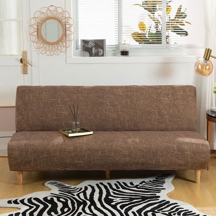 Housse de canapé sans accoudoir extensible - Couverture universelle tout couvert Facile à installer et nettoyer - Café
