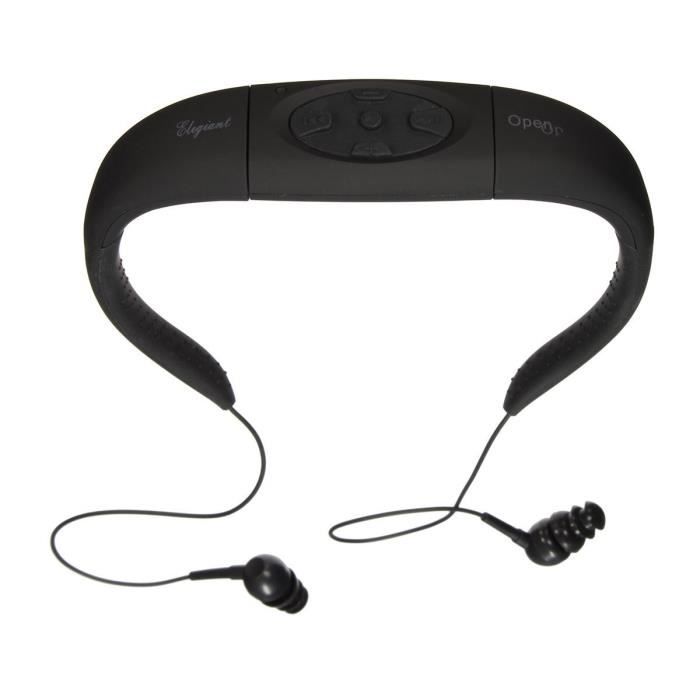 Tamkyo 8GB Lecteur MP3 Étanche Natation Plongée - Radio FM + Casque Noir