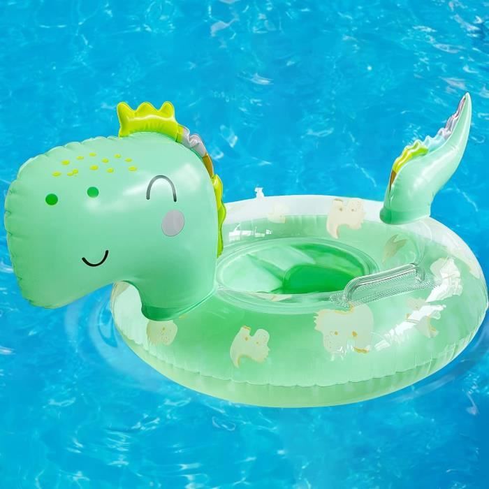 Queta – Dinosaure Gonflable à Chevaucher Pour Piscine – Bouée Siège Vert – Jouet Flotteur Pour Bébé Et Enfant – 119 X 64 Cm