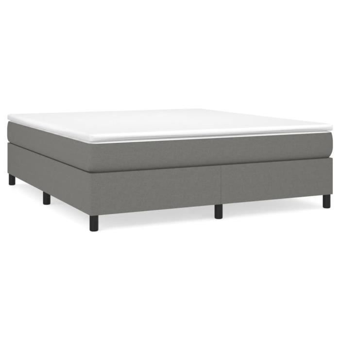 Sommier - ASHATA - 160x200 cm - Tissu 100% polyester - Gris foncé - 2 places