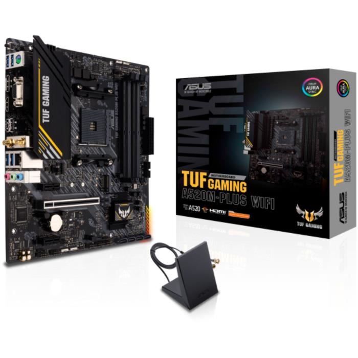 Carte mère – ASUS – TUF GAMING A520M-PLUS WIFI – AMD A520 – Emplacement AM4 micro ATX
