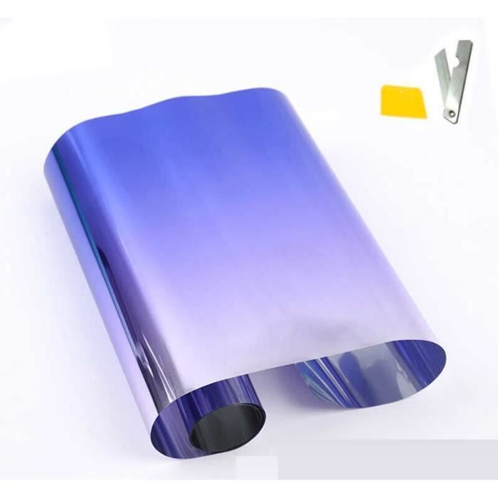 Bande Solaire pour Pare-Brise Film Teinté Bleu Violet Transparent 20cm x 150cm