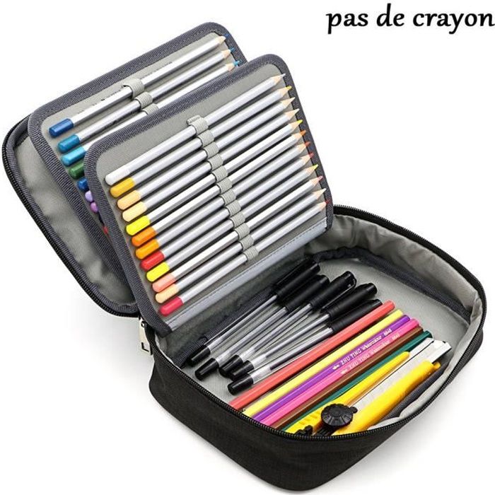pinceaux cosmétiques 20 8.7 CM Noir 12.5 HOTEU Trousse à crayons multicouches 72 compartiments avec quatre fermetures éclair pour ranger crayons de couleur 