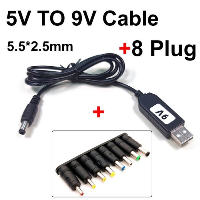 Câble de raccordement,Câble d'alimentation USB vers DC universel,12V,prise  de charge,connecteur 55x25,pour routeur- 9V Plug[F19] - Cdiscount Téléphonie