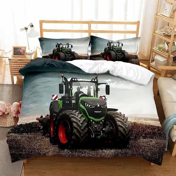 Housse De Couette Tracteur 140X200Cm Parure De Lit 1 Personne 3 Pièces