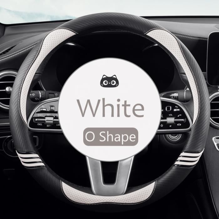 Blanc O Type1 - Housse de protection universelle en cuir pour volant de  voiture, en Fiber de carbone, antidér
