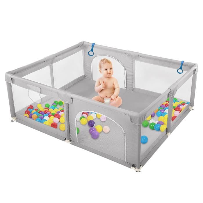 Parc Bébé Démontable OHMG Avec 50 Boules Plastiques - Grand Espace Jeu Intérieur Extérieur