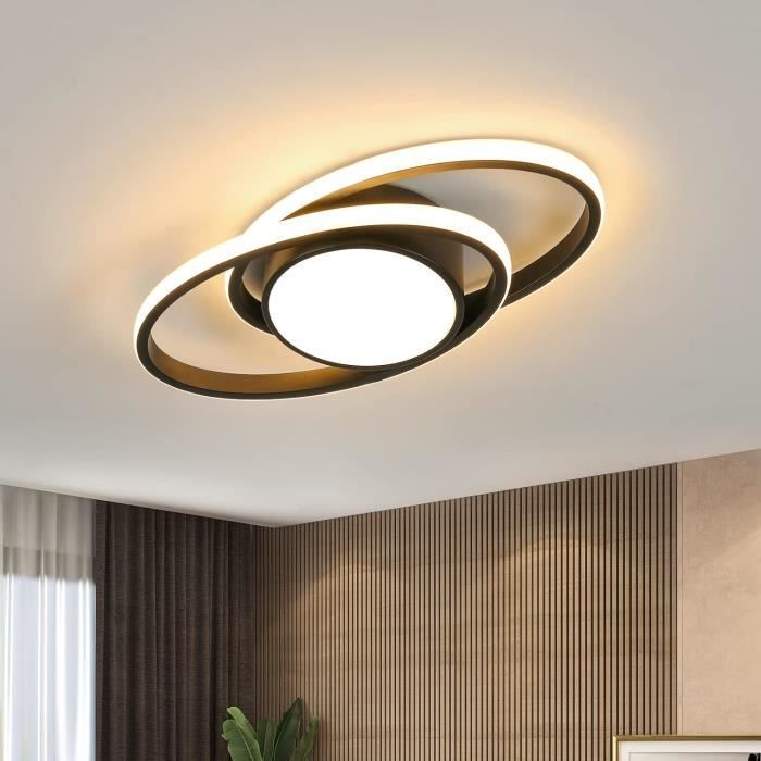 Plafonnier LED Rodekro, plafonnier à intensité variable en métal/bois