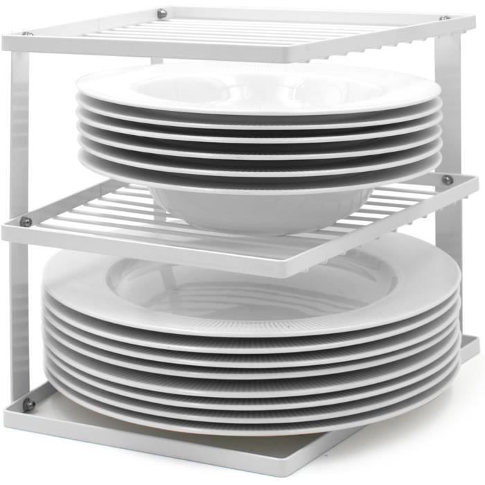 Joejis Rangement Cuisine Placard pour Etagere Placard Cuisine Rangement  Vaisselle et Support Assiette 25 x 25 x 19 cm, Blanc : : Cuisine  et Maison
