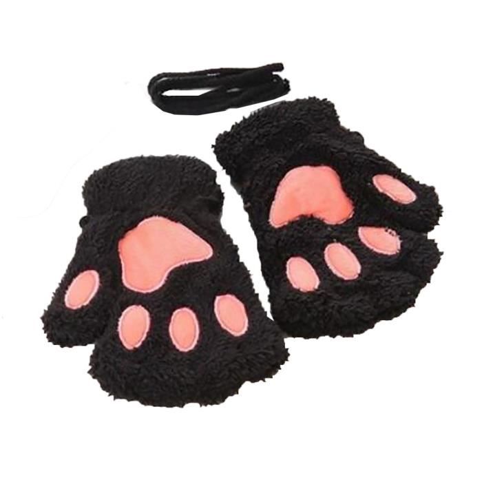 Ssstancy Belle Griffe De Chat Gants D'hiver De Patte Gants Demi-Doigt  D'hiver ( Noir) - Cdiscount Prêt-À-Porter