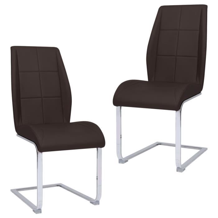 pop - market chaises de salle à manger cantilever 2 pcs marron similicuir,haut de gamme®gxrhoe®