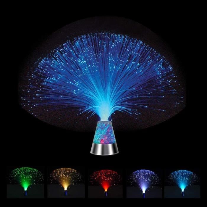 ALEOHALTER Lampe à fibre optique décoration de la maison lampe de table LED colorée changeante lampe de table apaisante pour Noël veilleuse à fibre optique 