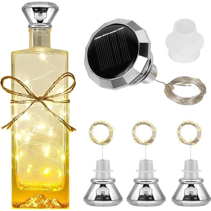 Guirlande Lumineuse Bouteille - Lot de 4 Solaire LED - 2M 20LEDs - Jaune