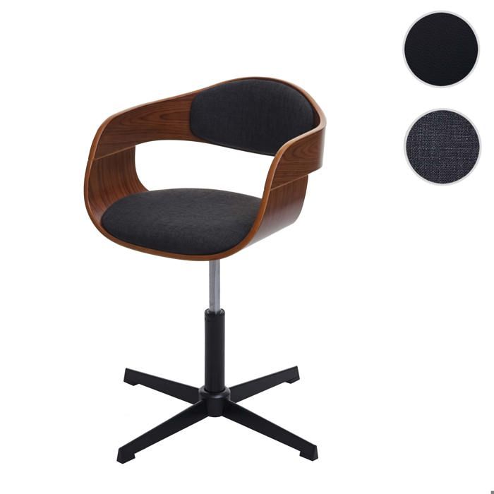 MCW Chaise de bureau MCW-H46 noyer tissu gris foncé