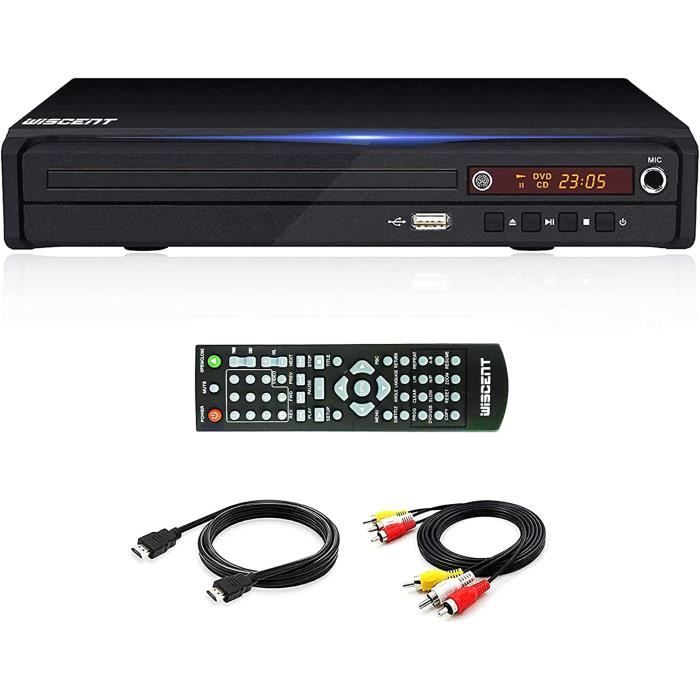 Lecteur DVD pour TV, DVD / CD / MP3 avec Prise USB, Sortie HDMI et AV (cable HDMI et AV Inclus), telecommande (sans Blu-Ray)