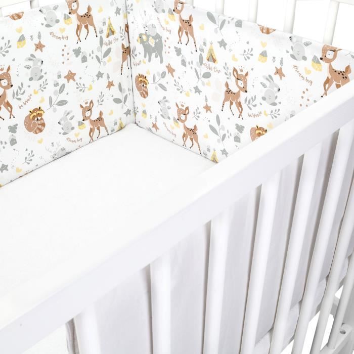 Tour de lit bebe garcon 180 x 30 cm contour lit bebe respirant Souris sur Blanc 