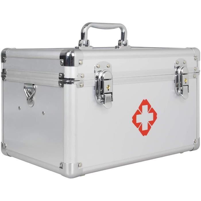 Boîte à Pharmacie Portable à Double Couche - Grande Capacité 28x20x18 Cm - Verrou Rotatif 360° - Plastique Vert, Pieds Antidérapants - Pour Médicaments, Premiers Secours