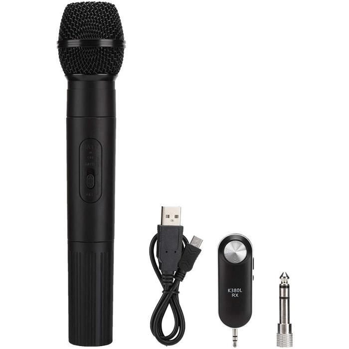 idéal pour karaoké microphone portable K380S, noir classe conférence discours iMeshbean Microphone sans fil dynamique sans fil UHF en métal avec récepteur 