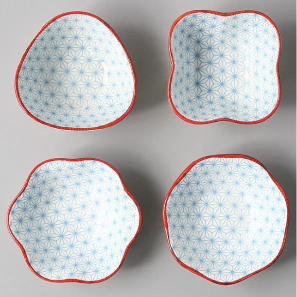 Lot De 4 Petits Bols à Sauce En Céramique 11 Cm - Forme Fleur Et Ronde (Vert Cristal)