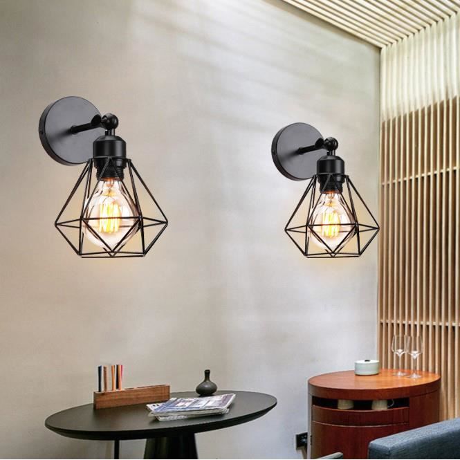 Fusion LOT DE 2 Applique Murale Industriel en Métal Noir E27 40W Lampe  éclairage Vintage design pour Cuisine Salon Couloir - Cdiscount Maison