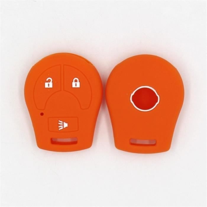 Orange Coque de protection en Silicone pour clé de voiture, 3 boutons, pour Nissan March Tiida Altima Armada