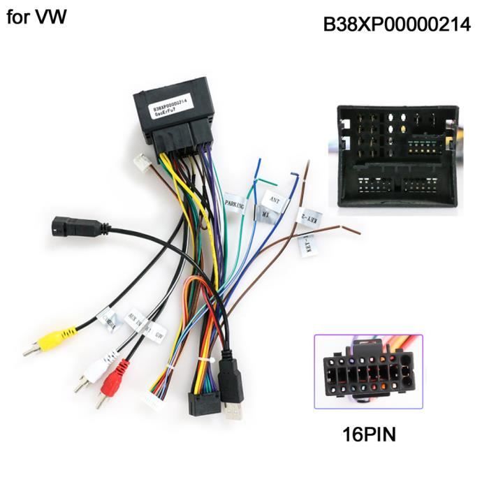 B38xp00000214 - Câble adaptateur autoradio ISO 16 broches, adaptateur quadlock pour VOLKSWAGEN VW FORD KIA TO