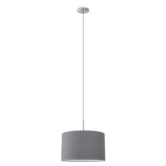Suspension Textile B.K.Licht Taupe - Abat-jour Salon E27 - 38 Cm