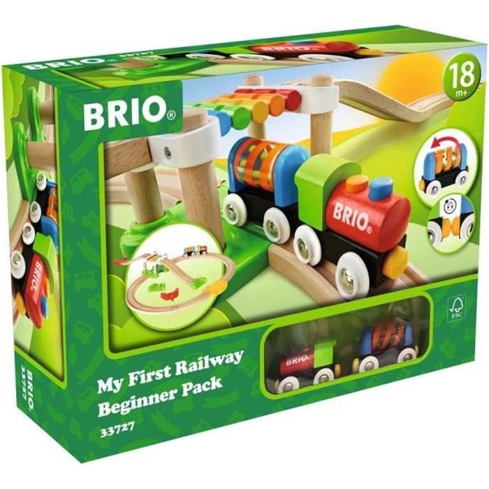 Circuit de train en bois BRIO Mon Premier Circuit de Découverte Coffret 18 pièces Dès