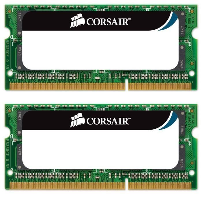Vente Memoire PC Corsair 16GB (2 x 8 GB) DDR3 1333MHz SODIMM, 16 Go, 2 x 8 Go, DDR3, 1333 MHz, 204-pin SO-DIMM pas cher
