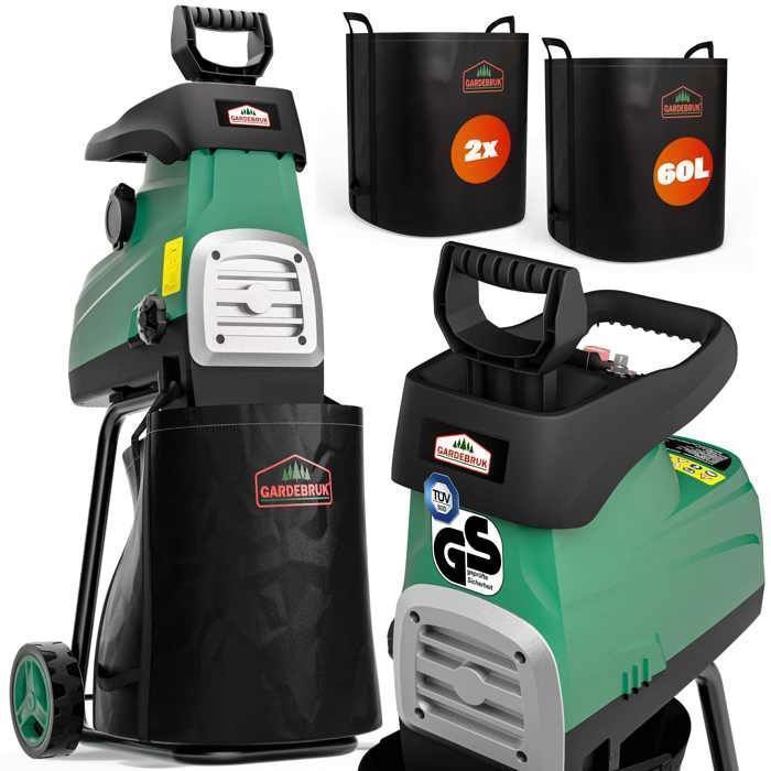 GARDEBRUK® Broyeur végétaux et Branches 3100 W Silencieux Branches Max.
