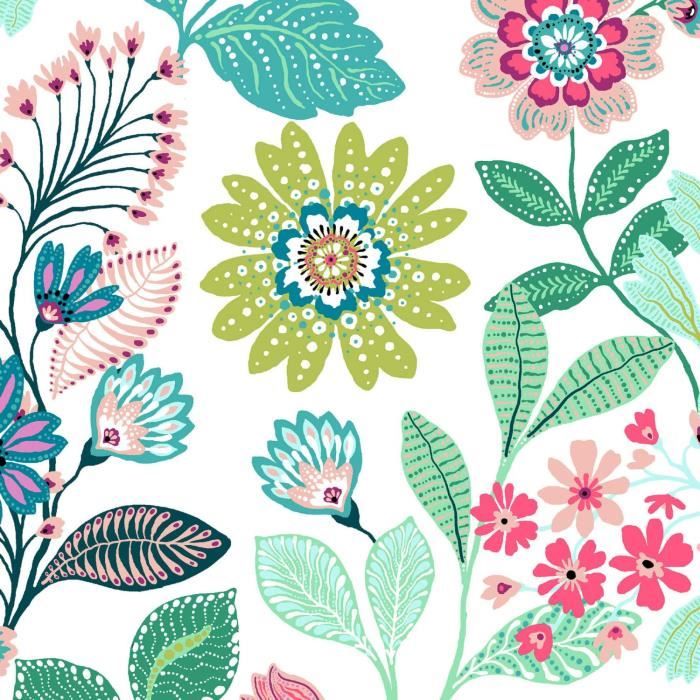 Toile cirée au mètre - Largeur 140 cm - Jolies fleurs - Multicolore