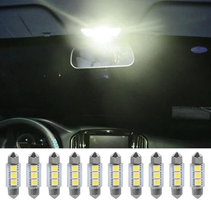 Lot De 20 Ampoules LED Carte/dôme 6000K - 12 SMD, 31mm, Blanc Froid - Pour éclairage Intérieur Voiture, Camping-car
