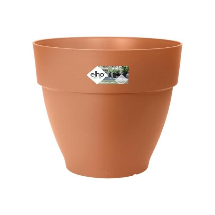 ELHO Vibia Campana Pot de fleurs Rond 65 - Marron - Ø 65 x H 56 cm - extérieur - 100% recyclé