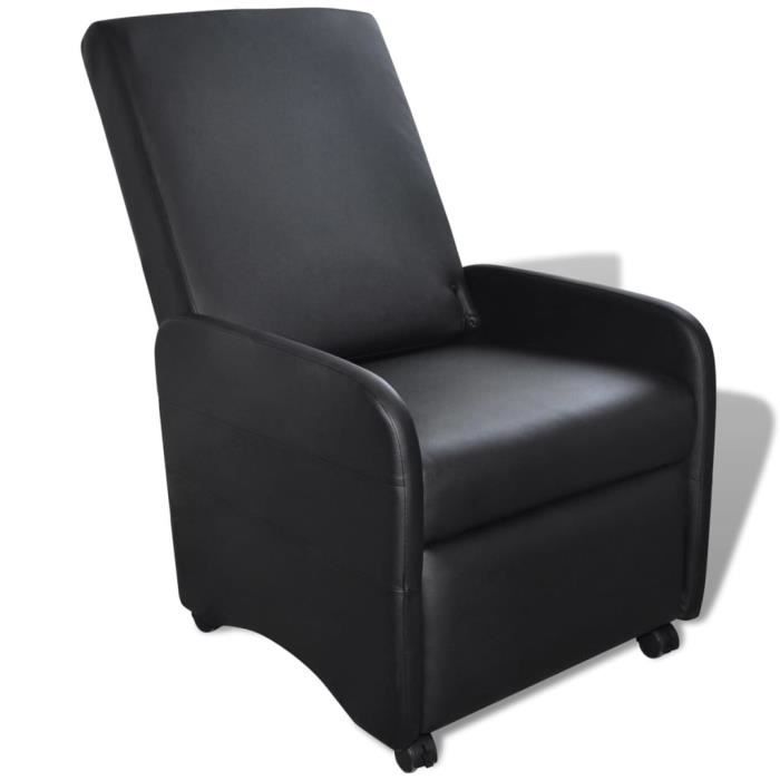 fauteuil pliable noir similicuir - famirosa - 681 - intérieur - salon - adulte - relaxation