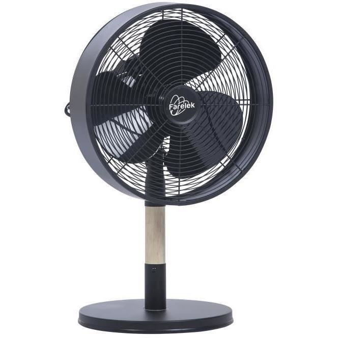 FLORIDA Noir & Bois - Ventilateur à poser Ø30cm 35W oscillant