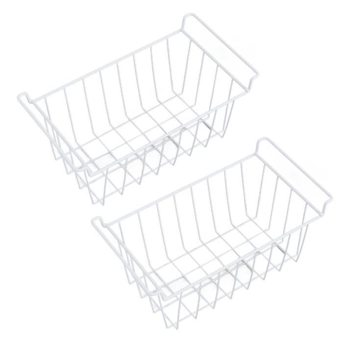 Paniers De Rangement Pour Réfrigérateur Et Congélateur - 2 Paniers En Fil Métallique Avec Revêtement PE Et Poignées, L 49,5 Cm