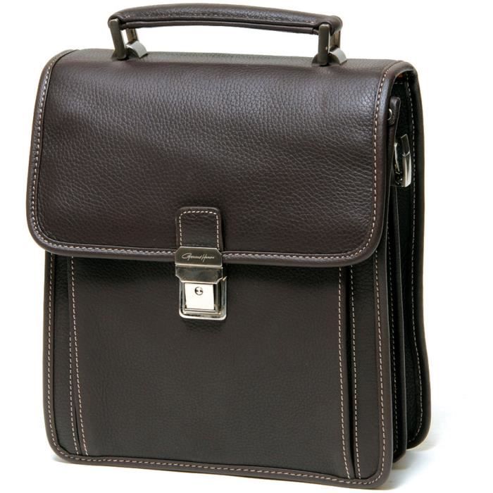 Cartable Gérard Henon Atout GH 2042 – Cuir Vachette Noir, Bandoulière Amovible – Dimensions 38x28x8 Cm – Fermoir à Code Secret